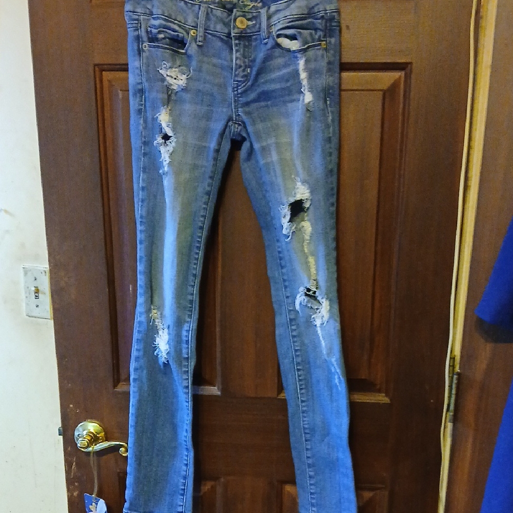 American Eagle Outfitters Blue Skinny Jeans Distressed Style